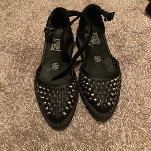 Black TUK Pointed Studded Sandal